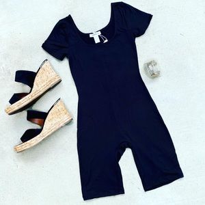 Black Biker Short Romper Size Large NWT